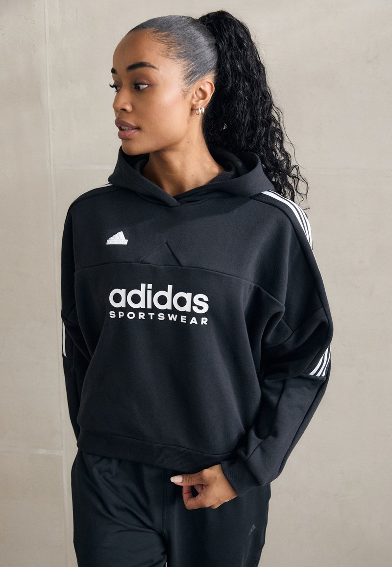 adidas Sportswear TIRO CUT 3 STRIPES HOODIE - Mikina s kapucňou - black/white