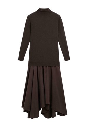 WITH CONTRAST DETAIL - Robe pull - mottled dark brown