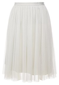 Gonna di tulle bianco con un motivo testurizzato, dotata di cintura in vita. La gonna è plissettata, creando una silhouette fluida.