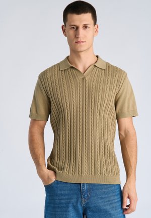 Junk De Luxe S/S CABLE V-NECK  - Poloshirt - dusty green