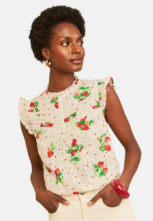 Love & Roses, REGULAR FIT - BRODERIE SHELL TOP . - Blouse - ivory strawberry printed