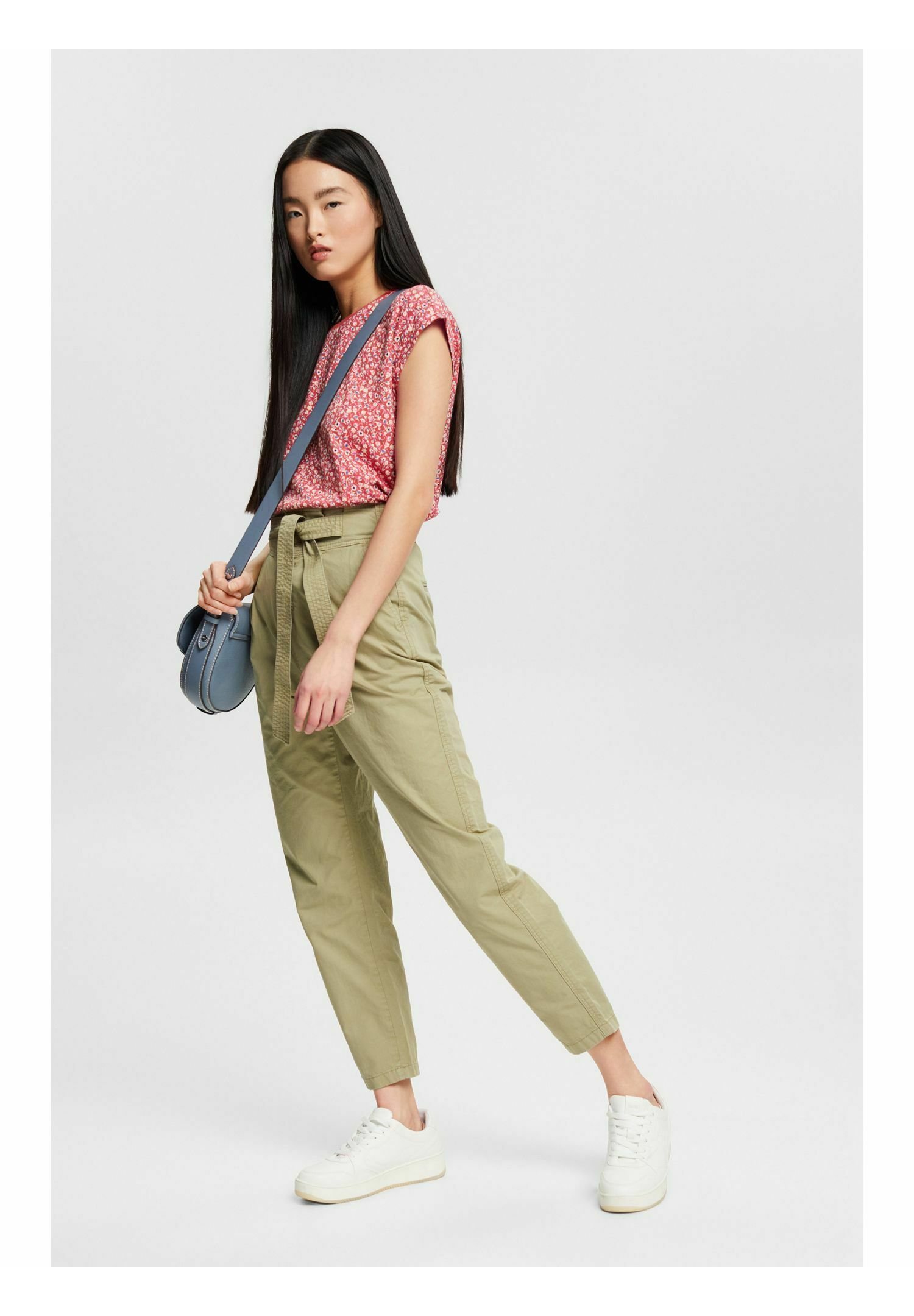 Esprit MIT SICHTBARER KNOPFLEISTE - Pantaloni - light khaki/verde chiaro  screziato - Zalando.it