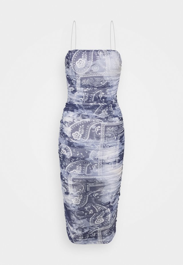 SCARF PRINT MIDAXI - Robe fourreau - blue