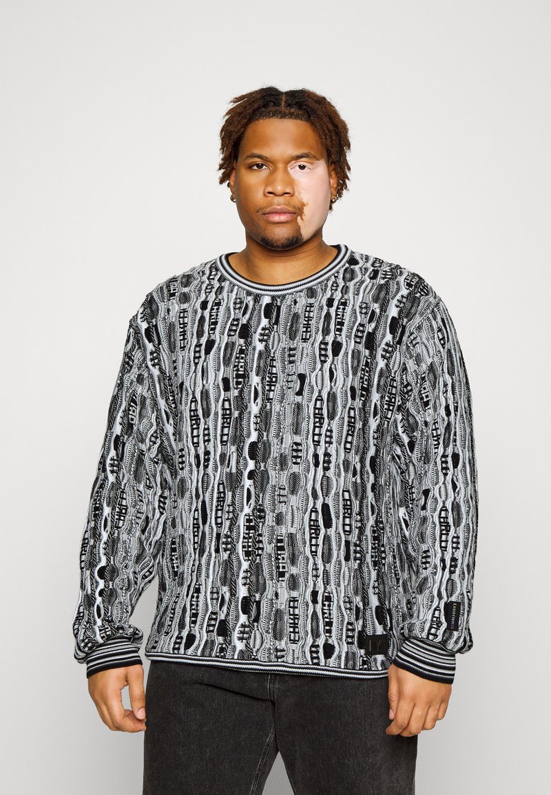Carlo Colucci RUNDHALS Stickad tröja black/grey/grå Zalando.se