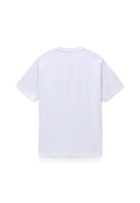 Hvid kortærmet t-shirt i almindelig snit, lavet af blødt bomuldsstof, med rund hals og en afslappet pasform uden synlige mønstre eller detaljer.