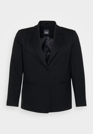 Svart blazer med klassiske slag, enkelt knappelukking og to frontlommer. Laget av glatt stoff med en skreddersydd passform og lange ermer.