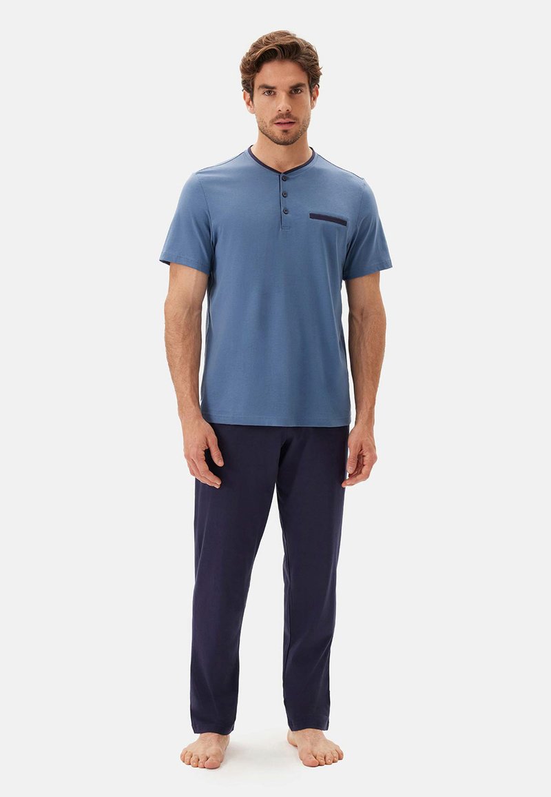 Pigiama Uomo Dagi - Pantaloni In Cotone 100% Vita Regolare, Gamba Dritta, Colore Navy - Foto 6