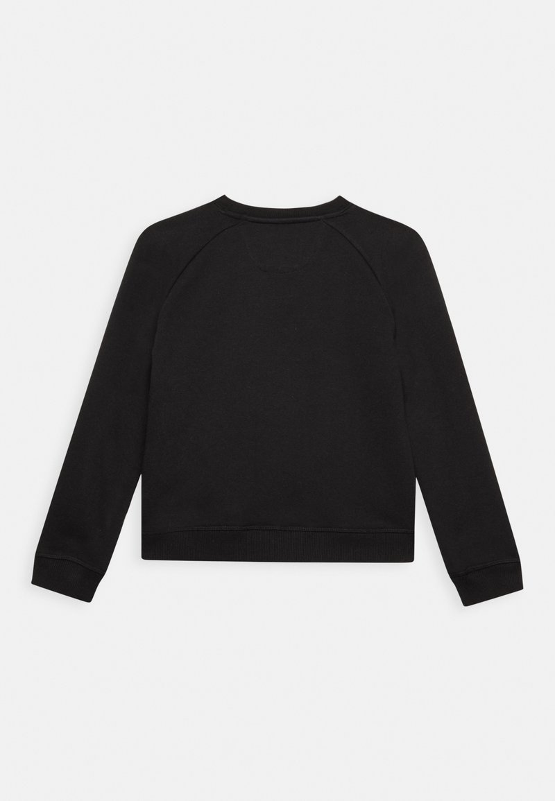 Felpa nera con colletto rotondo, maniche raglan e polsini a costine. Realizzata in tessuto morbido, presenta un design semplice senza decorazioni.