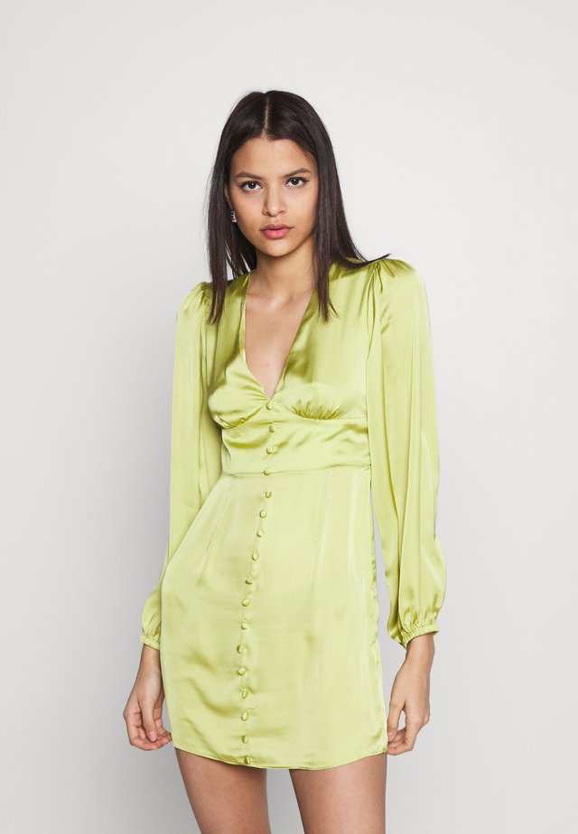 CARE BUTTON THROUGH MINI DRESSES WITH VOLUME LONG SLEEVES AND LO - Cocktail dress / Party dress - olive green