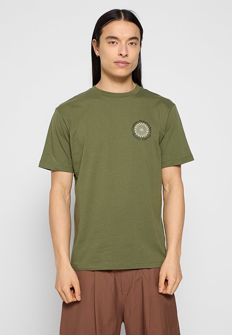 Replay T-shirt print olijfgroen