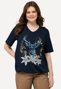 Ulla Popken DEER  - Camiseta estampada - navy blue