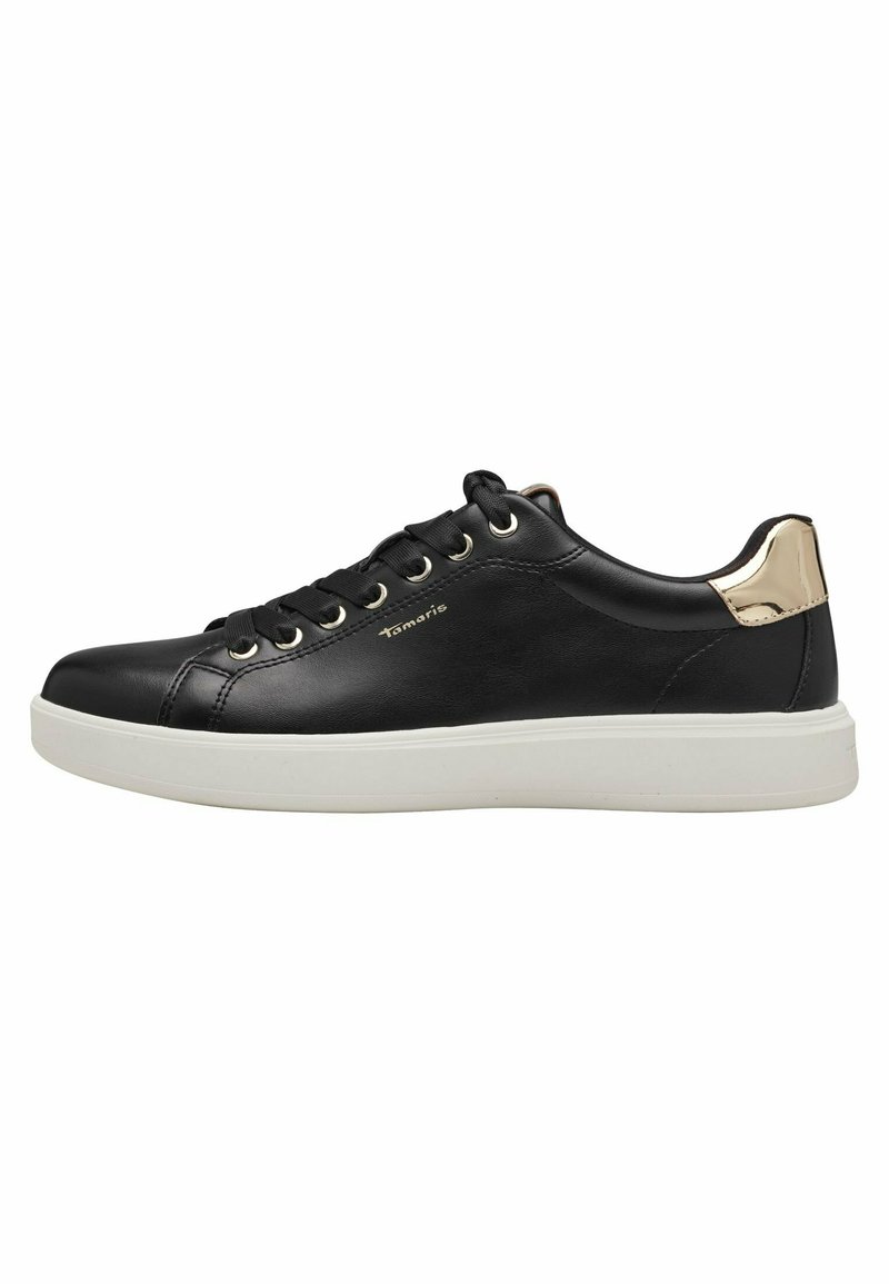 Tamaris Scarpe Donna Stringate Basse, Comode Con Lacci E Soletta Rimovibile, Pelle Sintetica Nera/oro, Numero 40