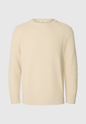 Selected, SLMBRAUN KNIT RIB CREW NECK NOOS - Πουλόβερ - birch