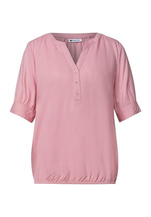 Street One, SHORT-SLEEVE BLOUSE WITH SPLIT NECK AND ELASTIC HEM - Bluse - vintage blush