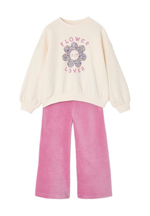 Vertbaudet, VERTBAUDET SET SWEATSHIRT & SAMT-HOSE MÄDCHEN - Trousers - wollweiß
