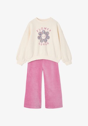 Vertbaudet, VERTBAUDET SET SWEATSHIRT & SAMT-HOSE MÄDCHEN - Trousers - wollweiß