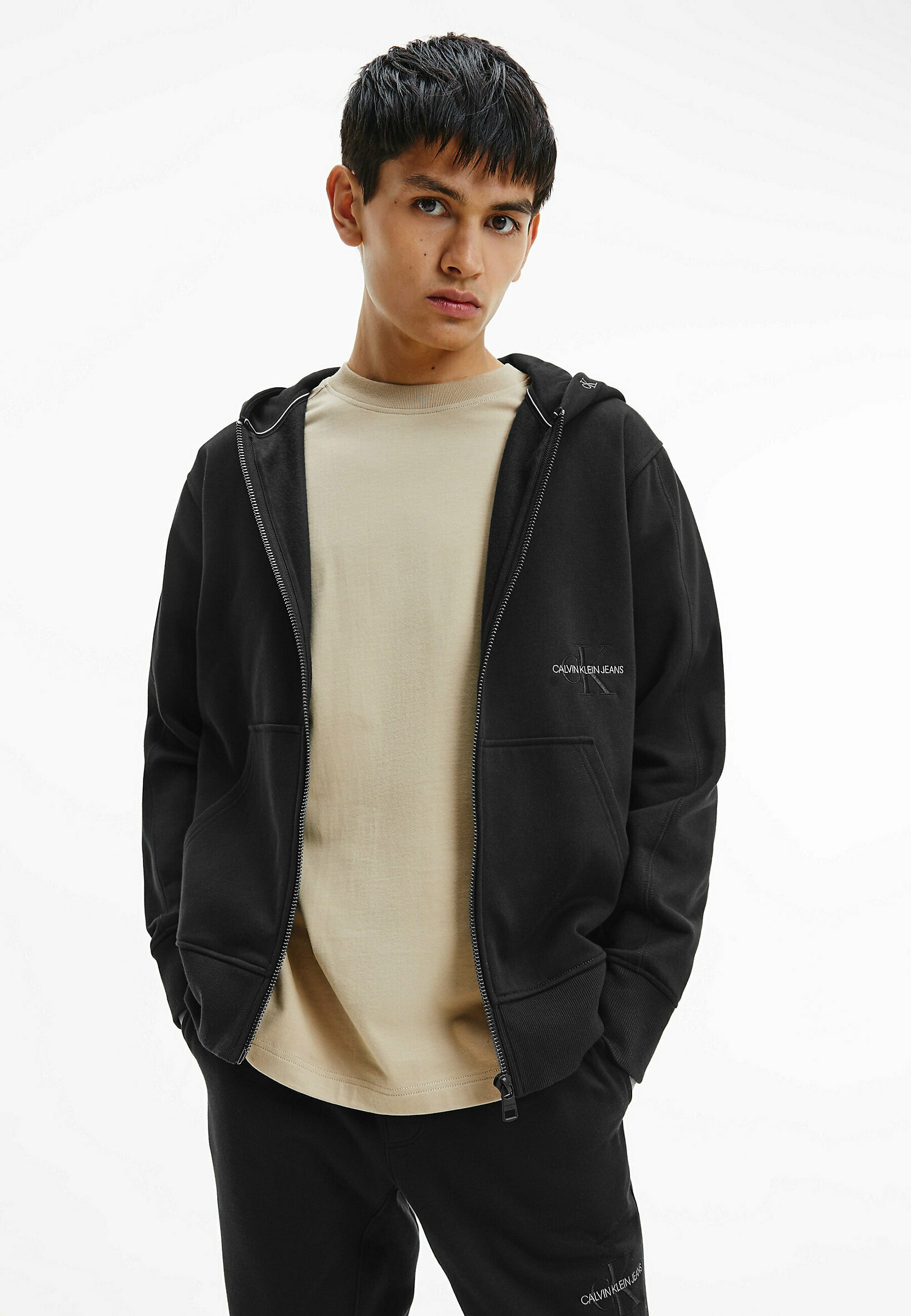 Calvin Klein Jeans Felpa con zip - ck black/nero - Zalando.it