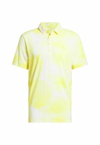 Polo tričko s krátkým rukávem ve světle žluté barvě s akvarelovým vzorem. Obsahuje klasický límeček, tříknoflíkovou légu a vyšívané logo.