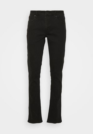 Sorte jeans lavet af en bomuldsblanding, med straight leg design, fem-lomme stil, frontknaplukning og minimale syninger detaljer.
