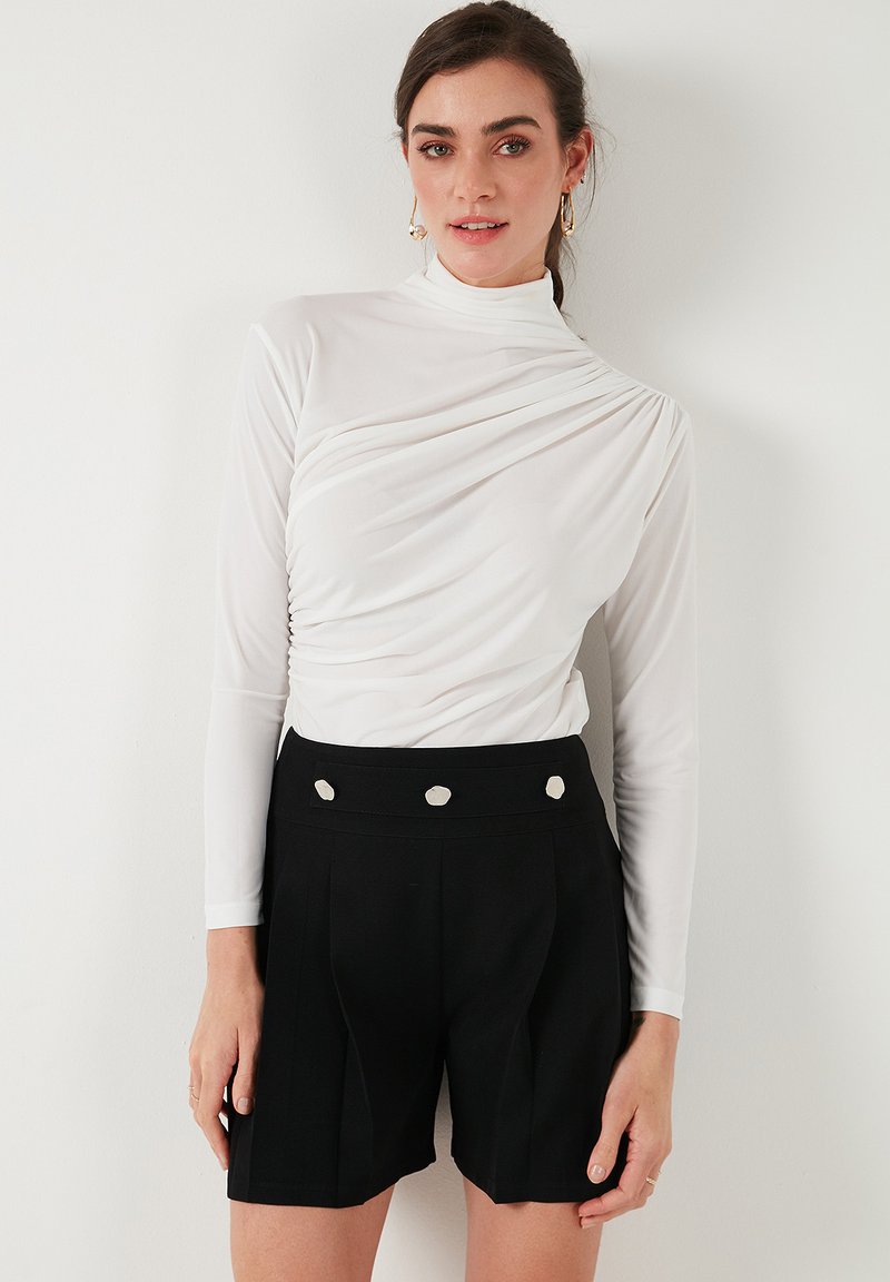 LELA SLIM FIT - Top s dlhým rukávom - ecru