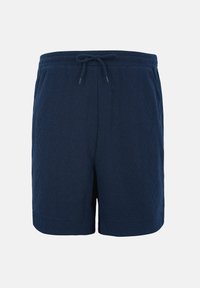 Shorts pour homme bleu marine avec motif losange texturé, taille élastique et cordon ajustable à l'avant.
