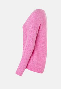 Strickpullover in leuchtendem Pink, mit rundem Halsausschnitt, langen Ärmeln und gerippten Bündchen. Weiche Textur mit einer leicht lockeren Passform.