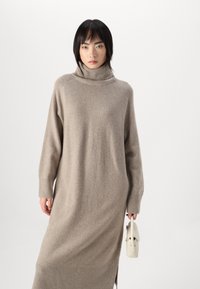 GANT DETAIL ROLLNECK DRESS - Abito in maglia - warm grey
