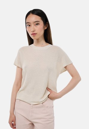 SANS MANCHE MÉTALLISÉ - T-shirt basique - ecru