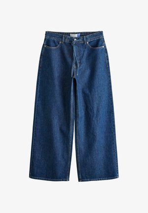 Next, PETITE FIT - WIDE LEG DRAWSTING JEANS - Široké nohavice - dark blue