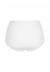 Vita bomullshipsterunderkläder med en ribbad textur, som har en slät midjeband och en rundad skärning vid benöppningarna.