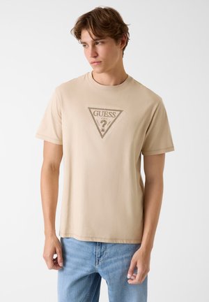 MIT DREIECKSLOGO - T-shirt con stampa - beige