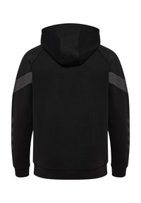 Felpa nera con cappuccio, caratterizzata da pannelli laterali grigi e tre strisce su ciascun manica. Realizzata in tessuto morbido con una vestibilità regolare.