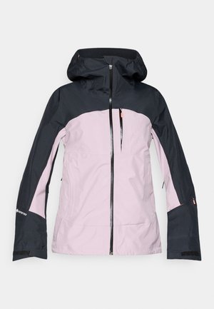 Κάπα εξωτερικού χώρου σε ροζ και μαύρο χρώμα με φερμουάρ μπροστά, τσέπη στο στήθος με φερμουάρ και λογότυπο Gore-Tex στον λαιμό.