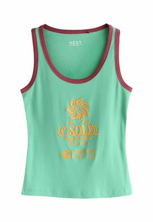 Next, Top - teal blue