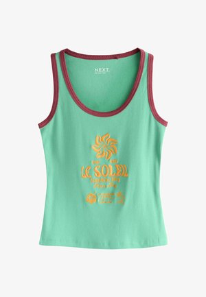 Next, Top - teal blue