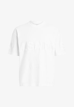 Bela bombažna majica s kratkimi rokavi in okroglim ovratnikom. Na sprednji strani se nahaja strukturirano označevanje "A.SAINTS" in "LONDON" v subtilnem embosiranem slogu.