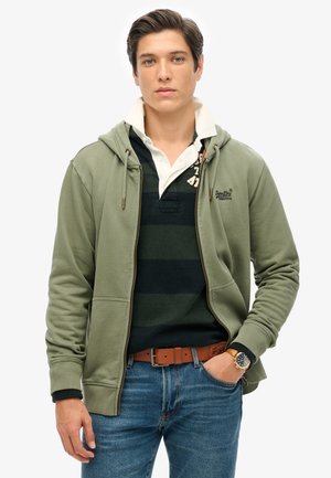 Sweater met rits - washed beetle green