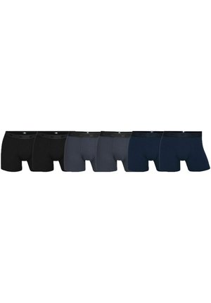 Herre boxer briefs i en pakke med otte, med en farvepalette i sort, mørkegrå og marineblå, samt en elastisk DOVRE linning. Glat bomuldsstof.
