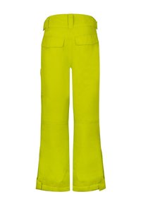 Helle limettengrüne Schneehose mit geradem Schnitt, ausgestattet mit vier Außentaschen und verstellbaren Bündchen für eine sichere Passform.