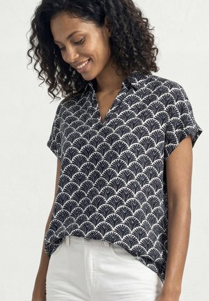 Street One, BLUSENSHIRT MIT HEMDKRAGEN UND ELASTIKSAUM - Blouse - shadowed navy