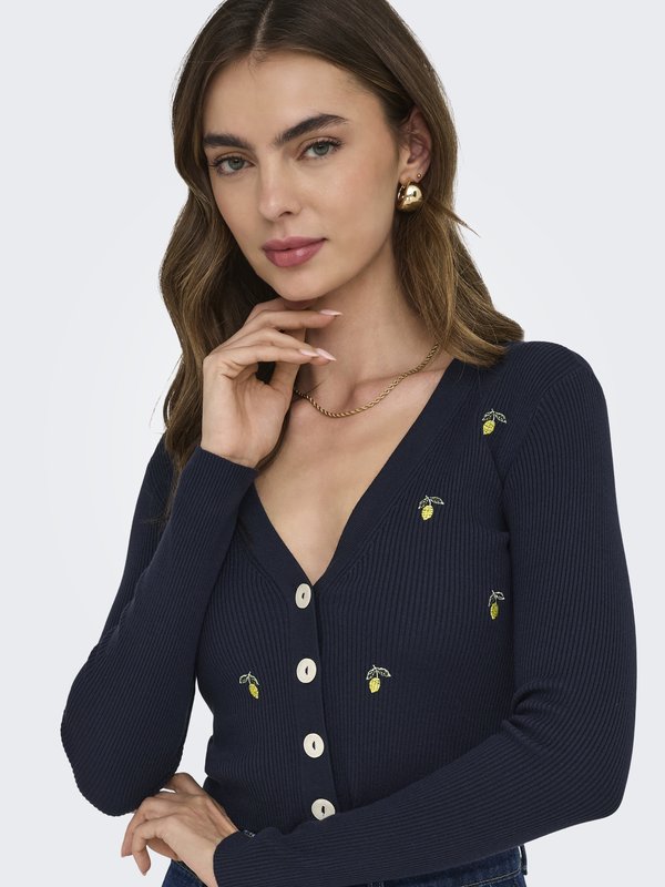 JDYDONNEL EMBROIDERY CARDIGAN - Cardigan - night sky3