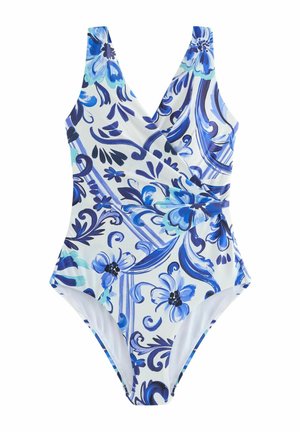REGULAR FIT - WRAP TUMMY CONTROL - Costume da bagno - white/blue porcelain