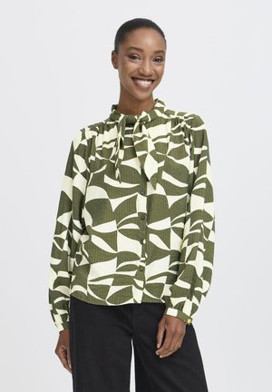 Button-down blouse - wavy graphic