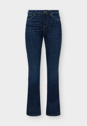 ONLY, ONLWAUW MID WAIST RHINESTONE FLARED - Jean flare - dark blue