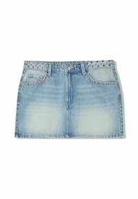 STUDDED - Denim skirt - light blue denim