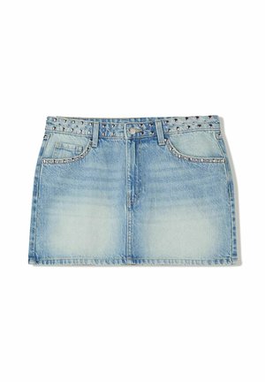 Bershka STUDDED - Jeansrok - light blue denim