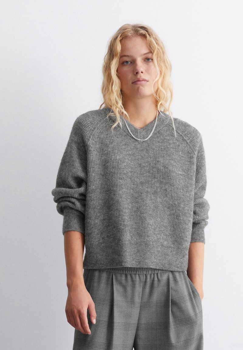 Marc O'Polo DENIM V-NECK RAGLAN - Džemperis - dark shadow melange