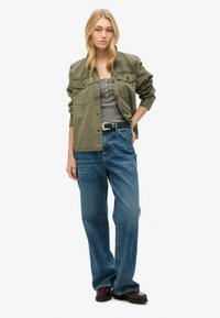 Superdry & Co ATHLETIC ESSENTIALS BUTTON   - Top - dark grey fleck marl