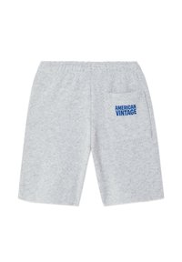 Shorts décontractés gris clair avec une taille élastique et une poche arrière portant l'inscription "AMERICAN VINTAGE" en texte bleu.