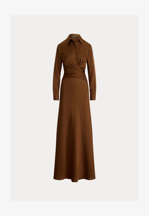 Lauren Ralph Lauren, PLEATED BUTTON UP CHARMEUSE GOWN - Pidulikud riided - light tobacco